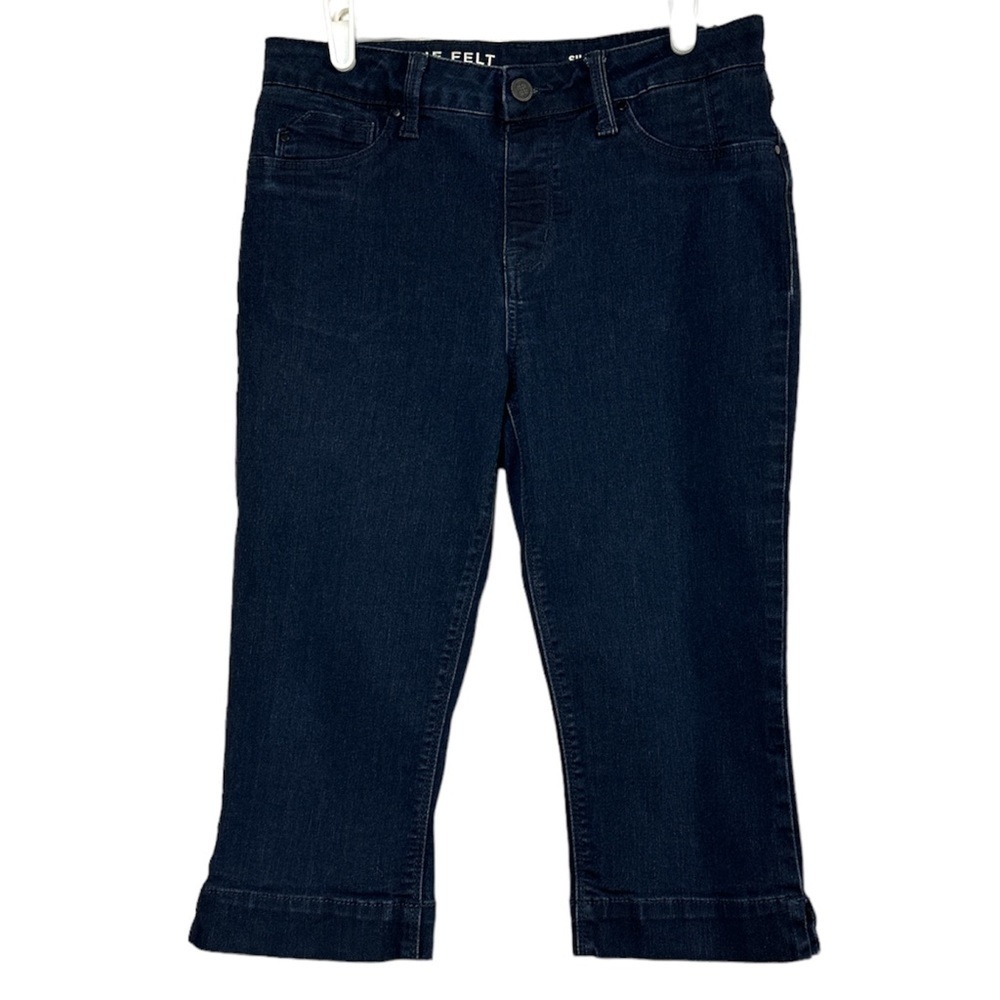 Laurie Felt Pull On Denim Capris Pants Dark Wash Stretch Size S Coastal Casual
